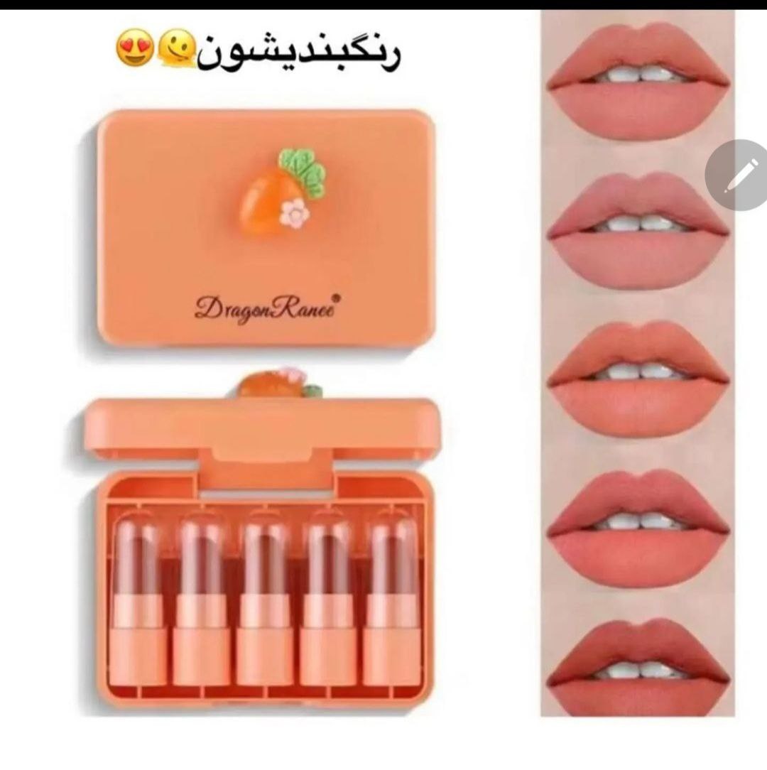 پک رژ مینی هلویی وهویجی رنگ بندی زیبا وجذاب 6عددی